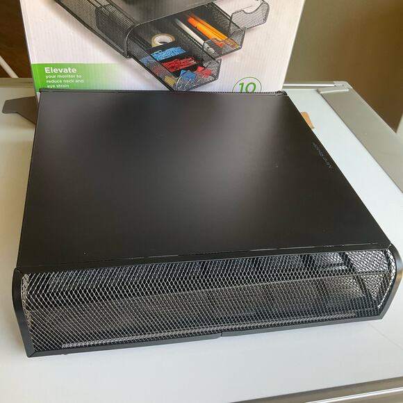 Mind Reader Monitor Stand, Ventilated Laptop Riser, Desktop Organizer, Storage - Picture 6 of 7